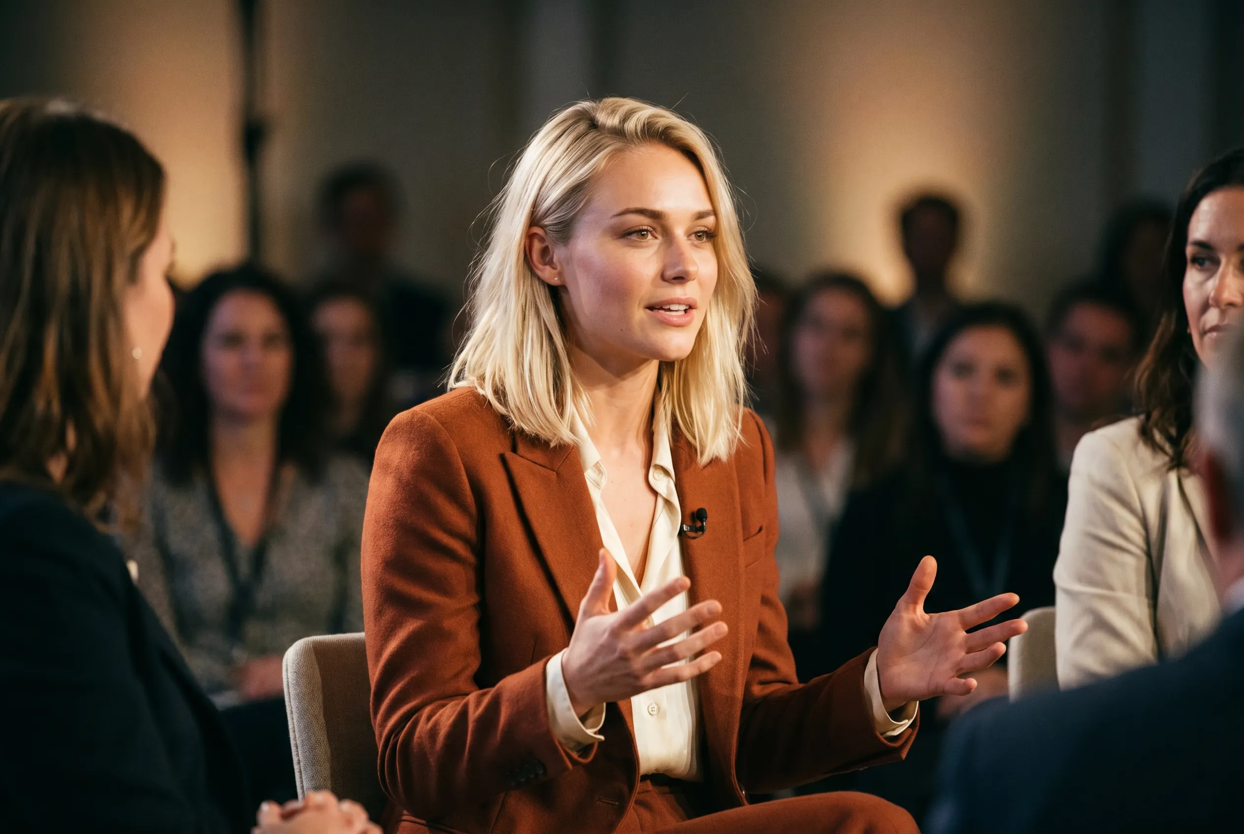 Gemma Rhodes speaking on a panel